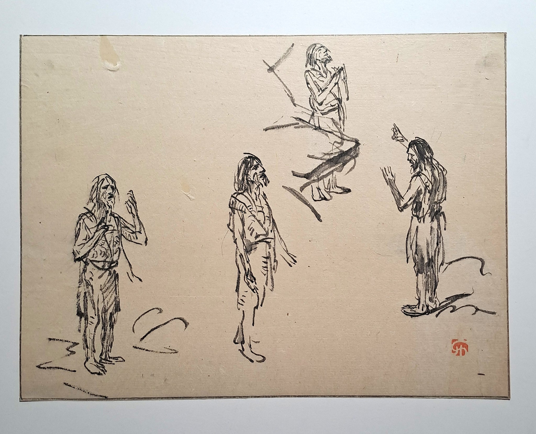 Jules CHADEL [Etudes de Jean-Baptiste prêchant]. Dessin original. 