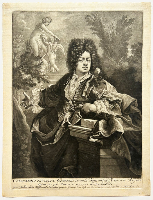 Pieter SCHENCK - Portrait du peintre Sir Godfrey Knelle (1646 † 1723). Manière noire. 