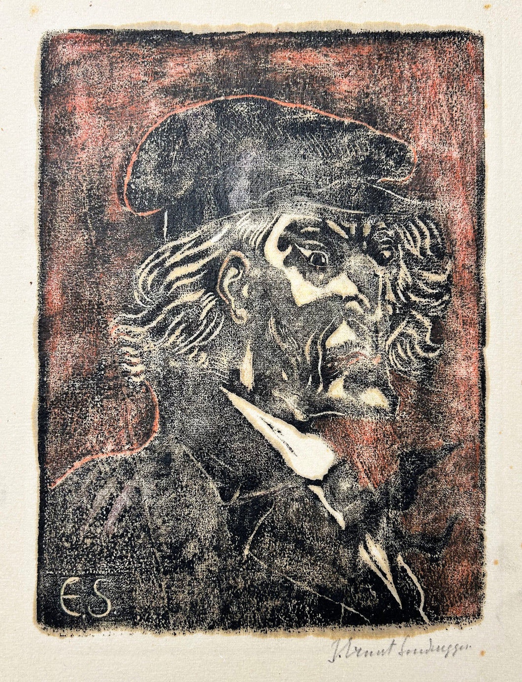 [Portrait d'homme au béret, de profil droit].