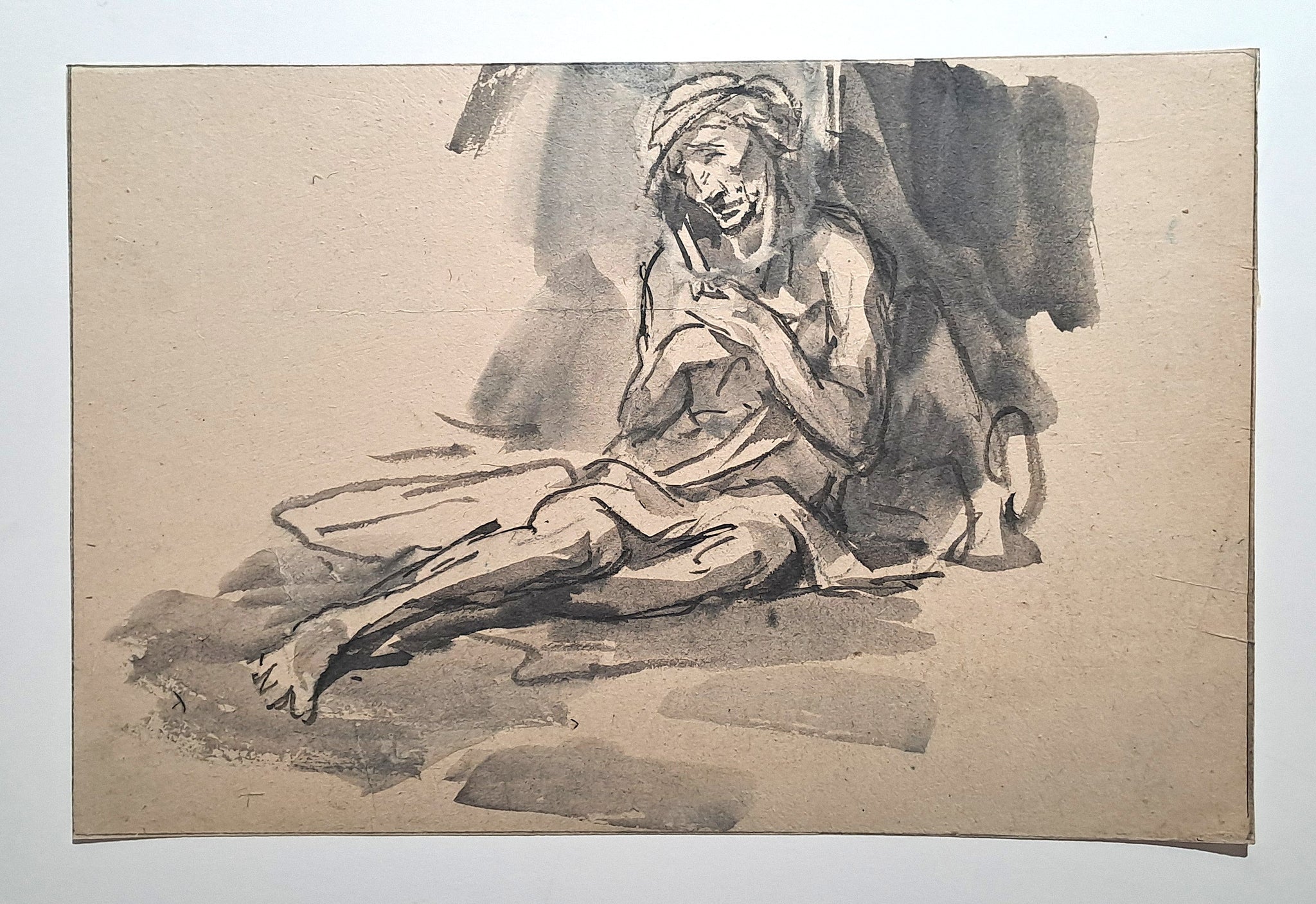 Jules CHADEL [Jean-Baptiste au désert]. Dessin original. 