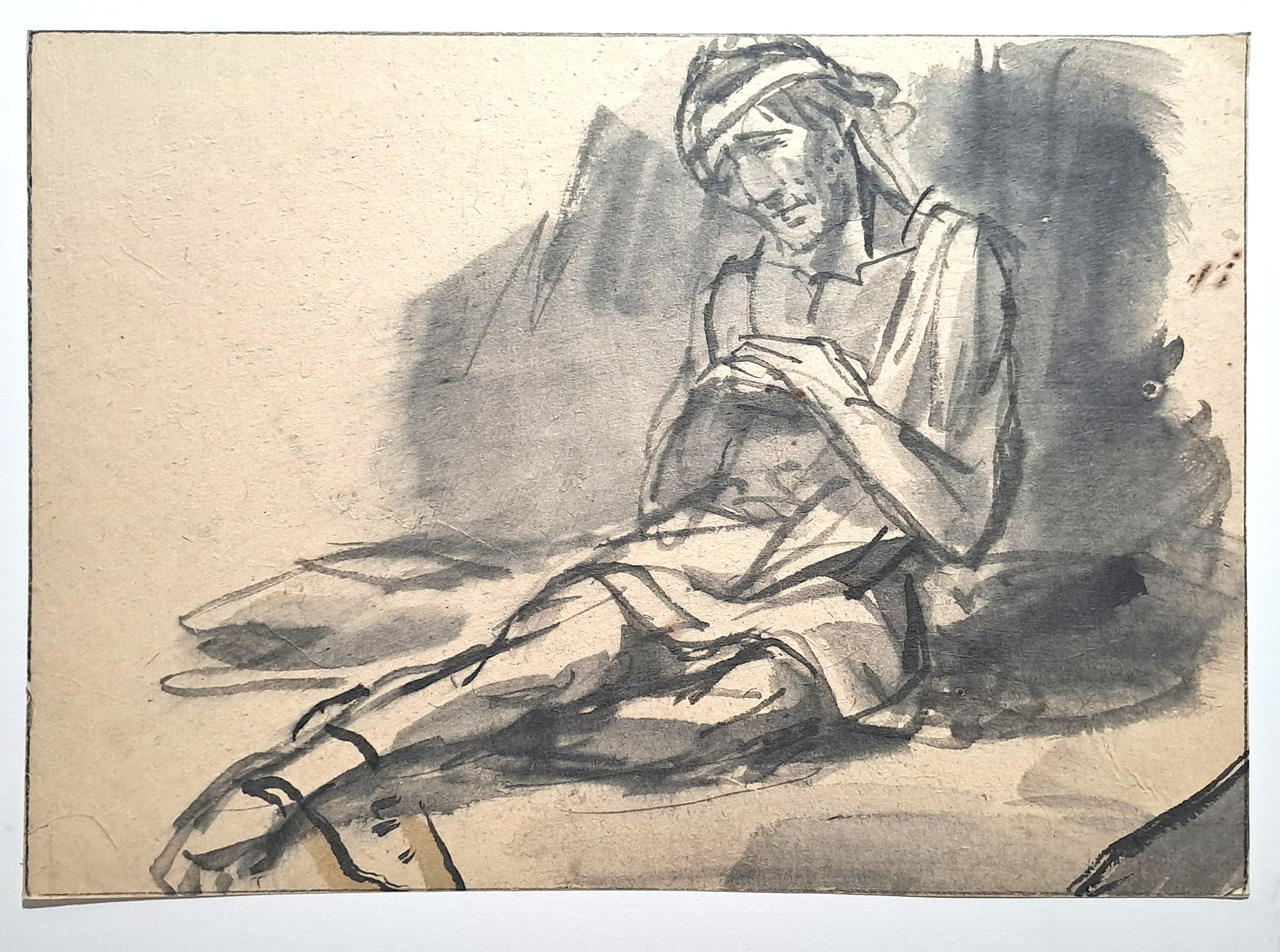 Jules CHADEL [Jean-Baptiste au désert]. Dessin original. 