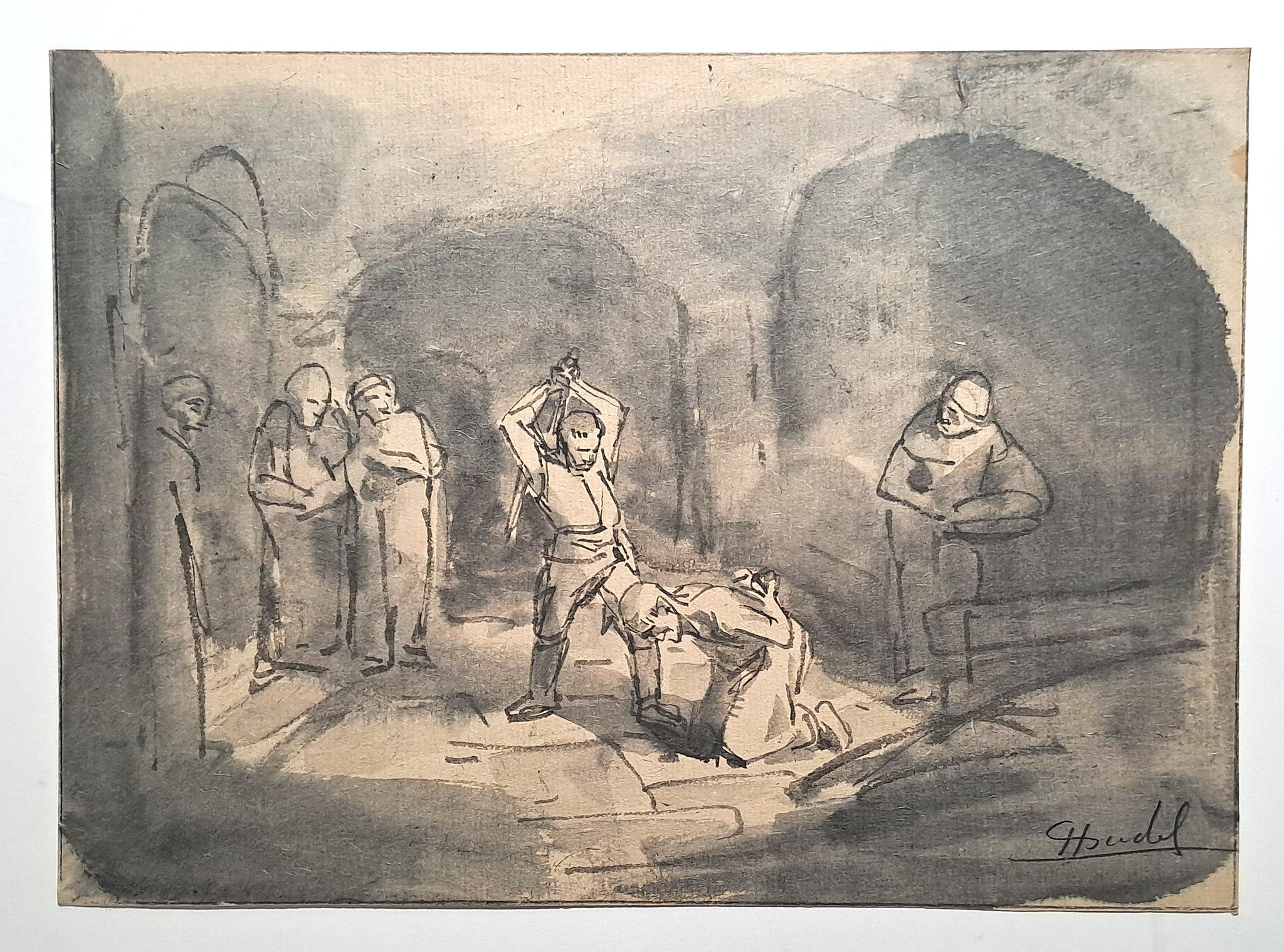 Jules CHADEL [Etude de l'exécution de Jean-Baptiste]. Dessin original. 