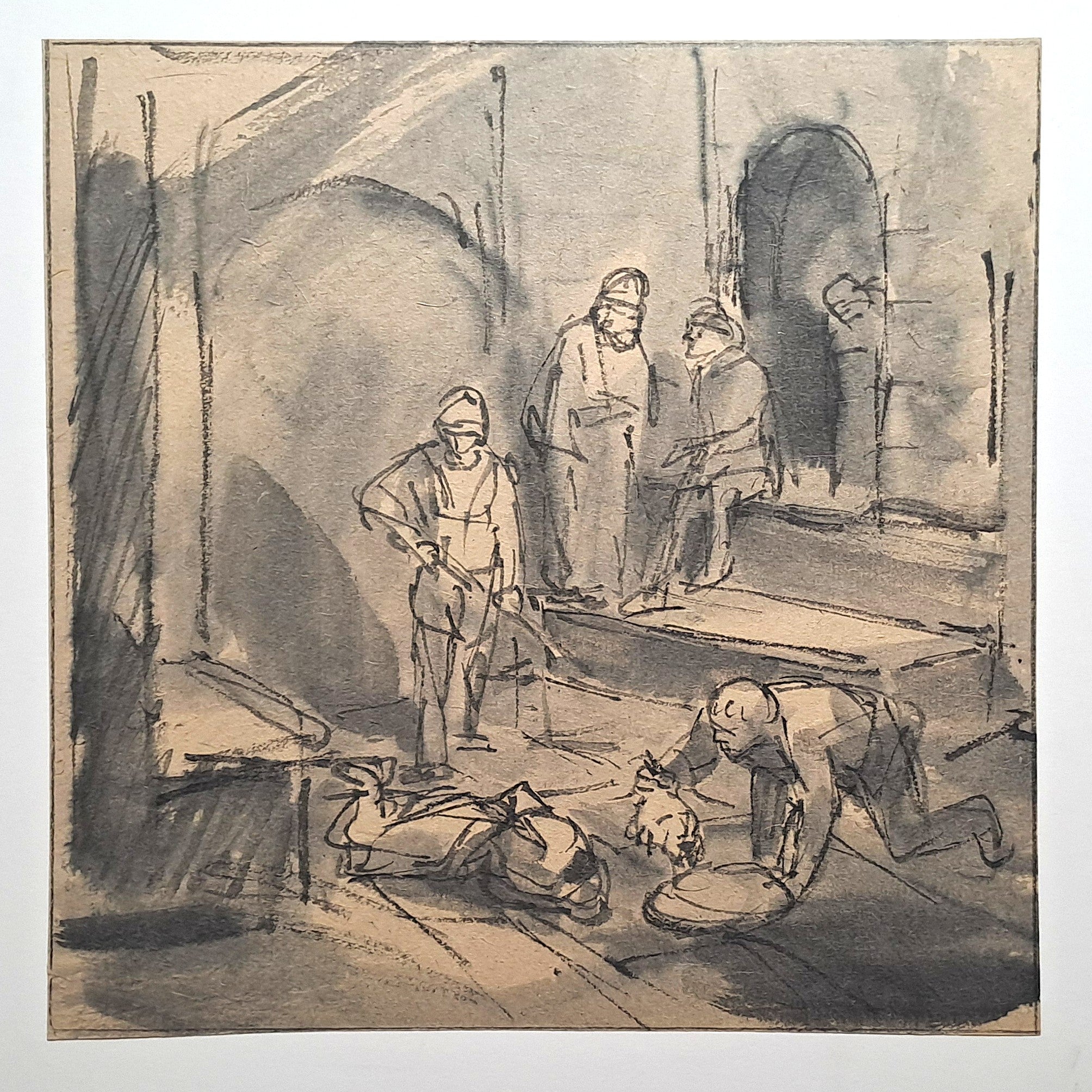 Jules CHADEL [La tête de Jean-Baptiste placée sur le plateau]. Dessin original. 