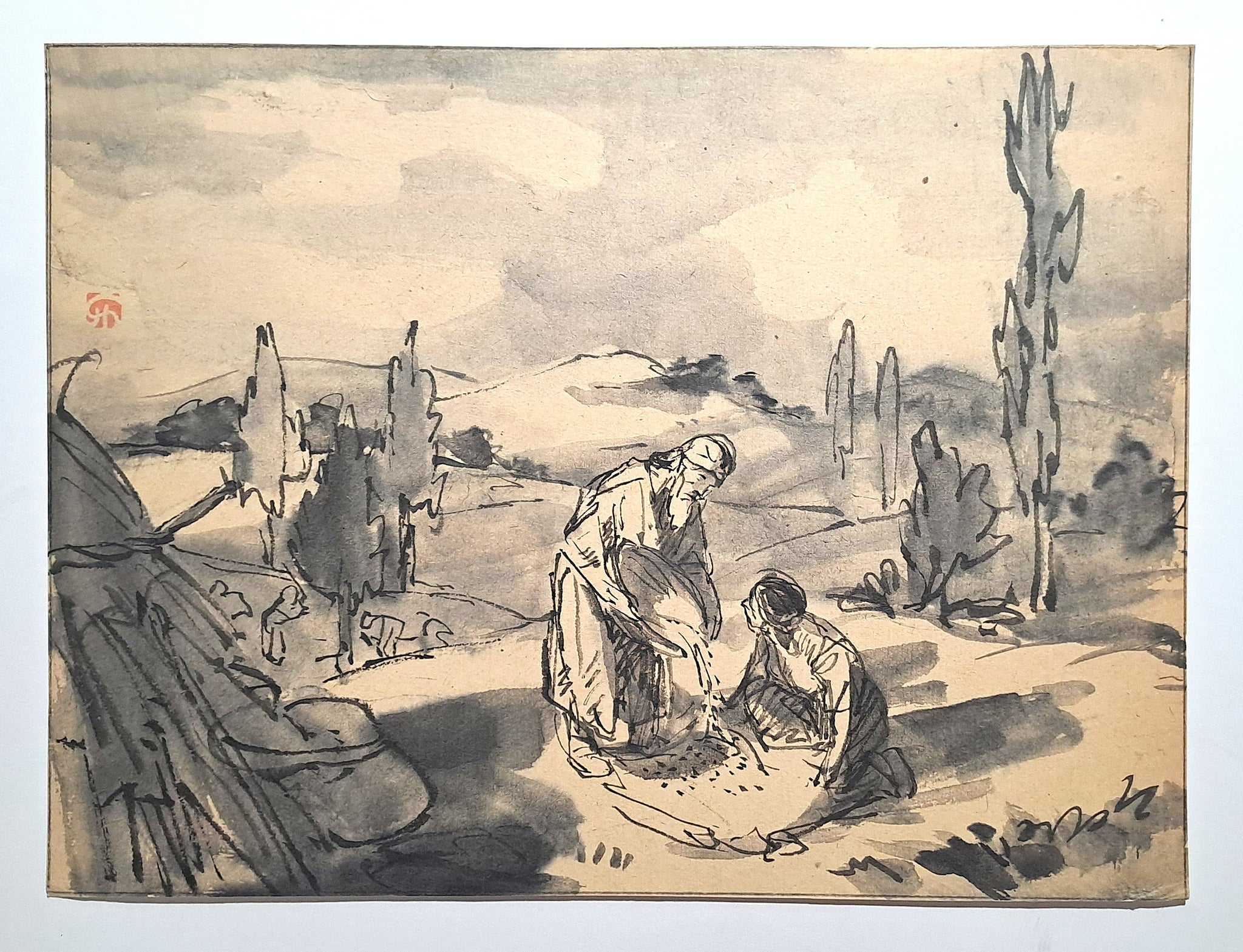 Jules CHADEL [La parabole du Bon Grain et l'Ivraie]. Dessin original. 