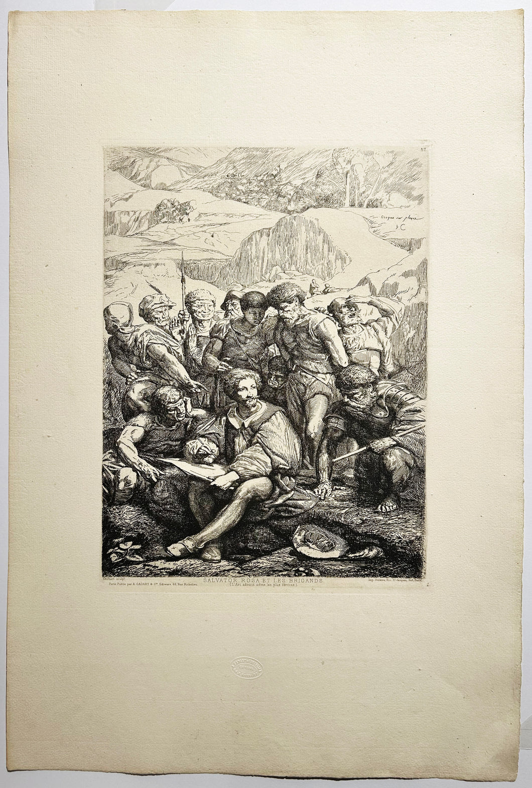 François CHIFFLART Salvator Rosa et les brigands (L'Art adoucit même les plus féroces).  1863.