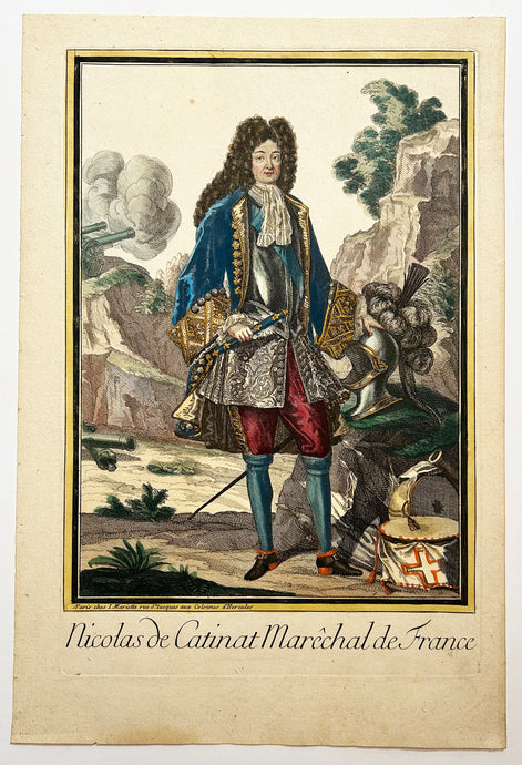 Publié par Jean MARIETTE - Nicolas de Catinat, Maréchal de France (1637 † 1712). Gravure à l'eau-forte et au burin, en coloris ancien.