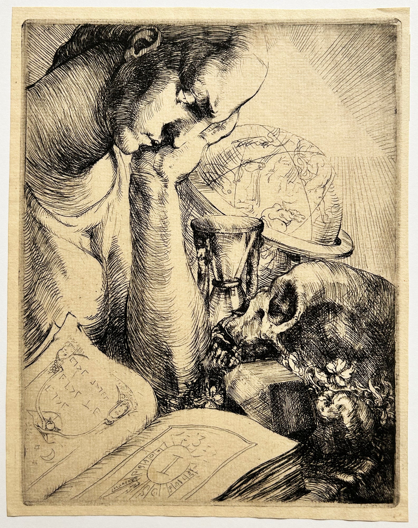 Luc LAFNET - Le Songe devant la Mort. Eau-forte originale. 