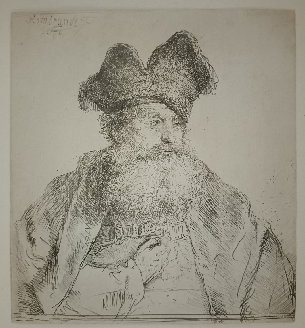 Vieillard à la barbe carrée et au bonnet fendu. 1640.