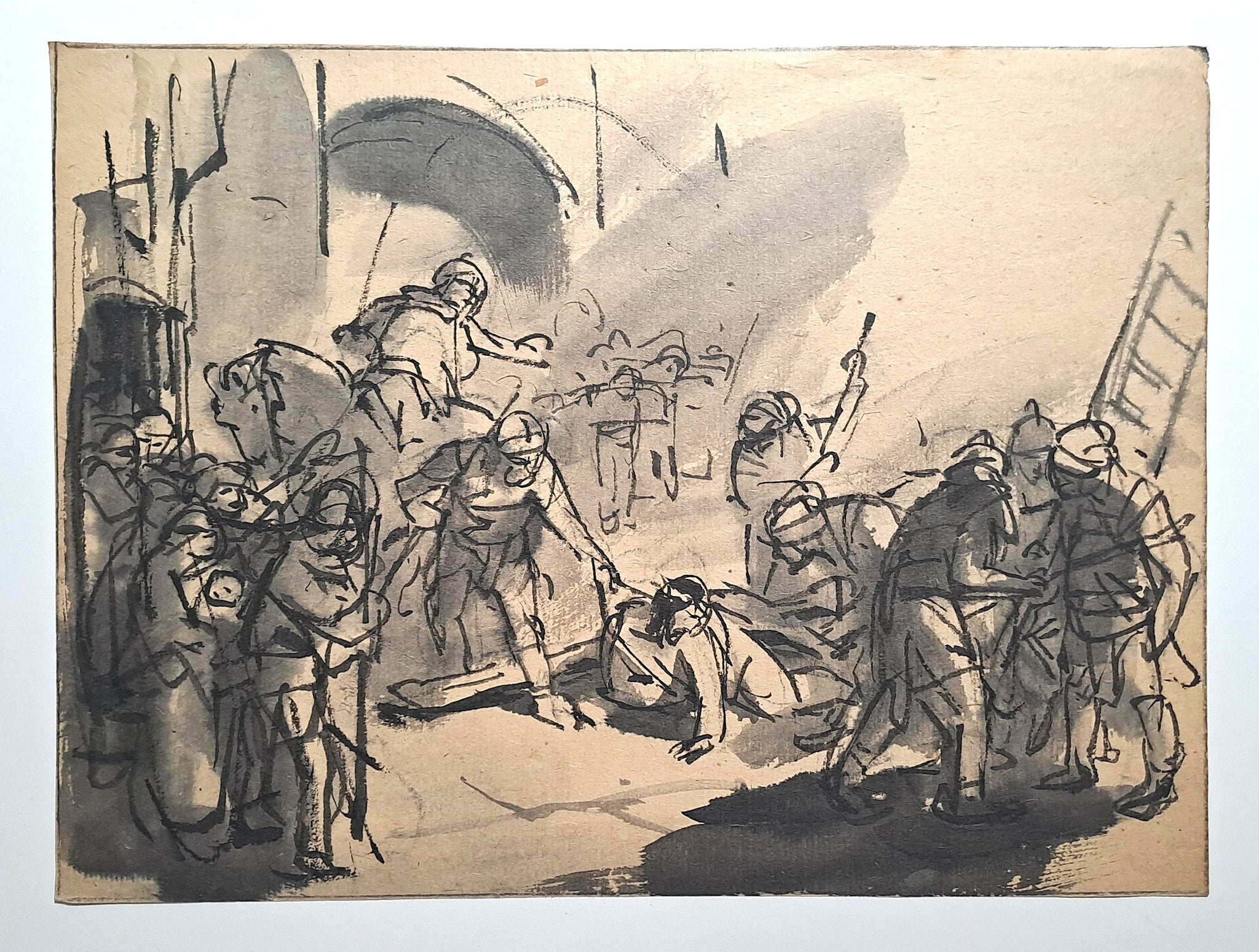 Jules CHADEL [Etude pour le Chemin de Croix : Jésus tombe pour la troisième fois]. Dessin original. 