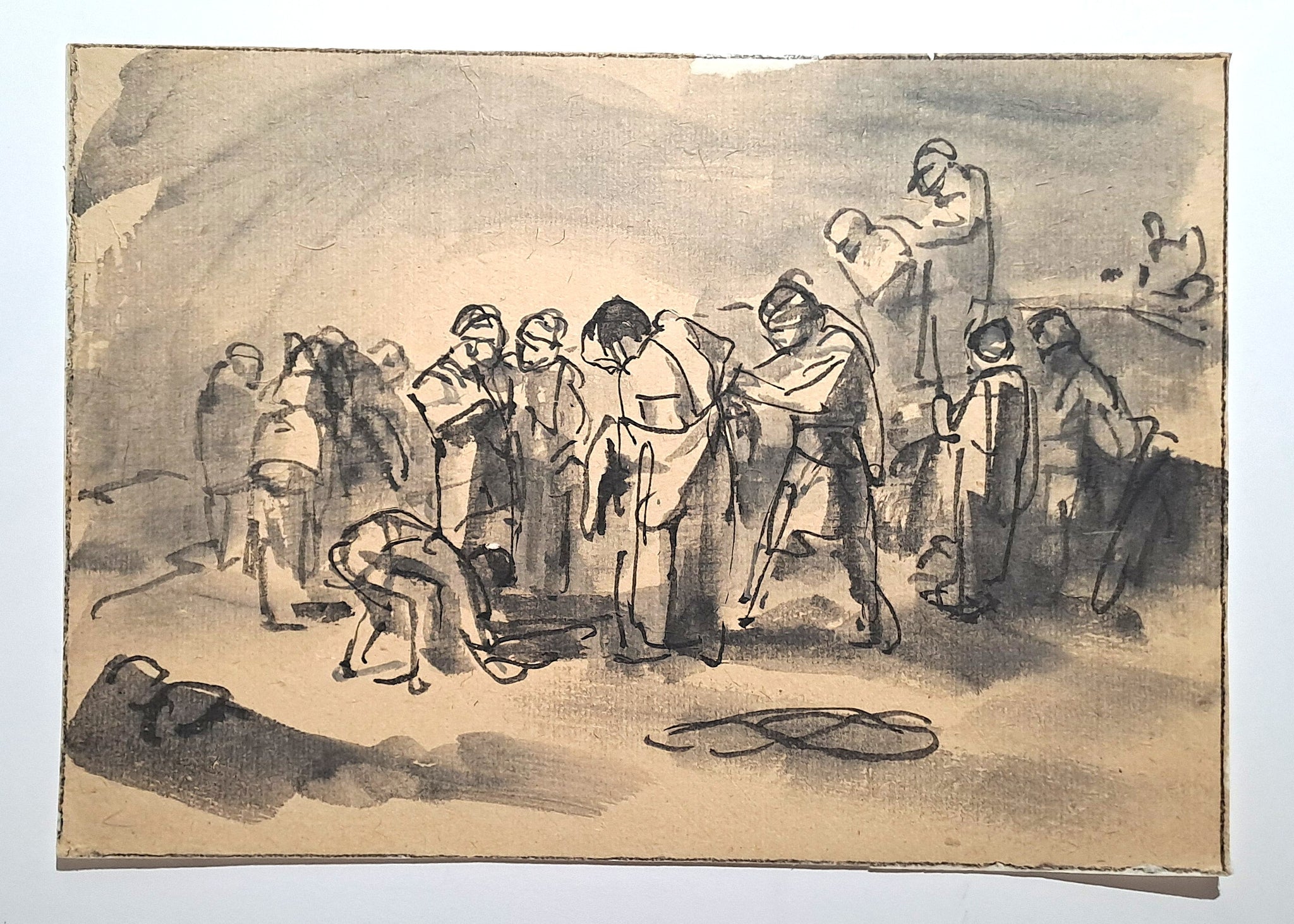 Jules CHADEL [Etude pour le Chemin de Croix : le dépouillement de Jésus]. Dessin original. 