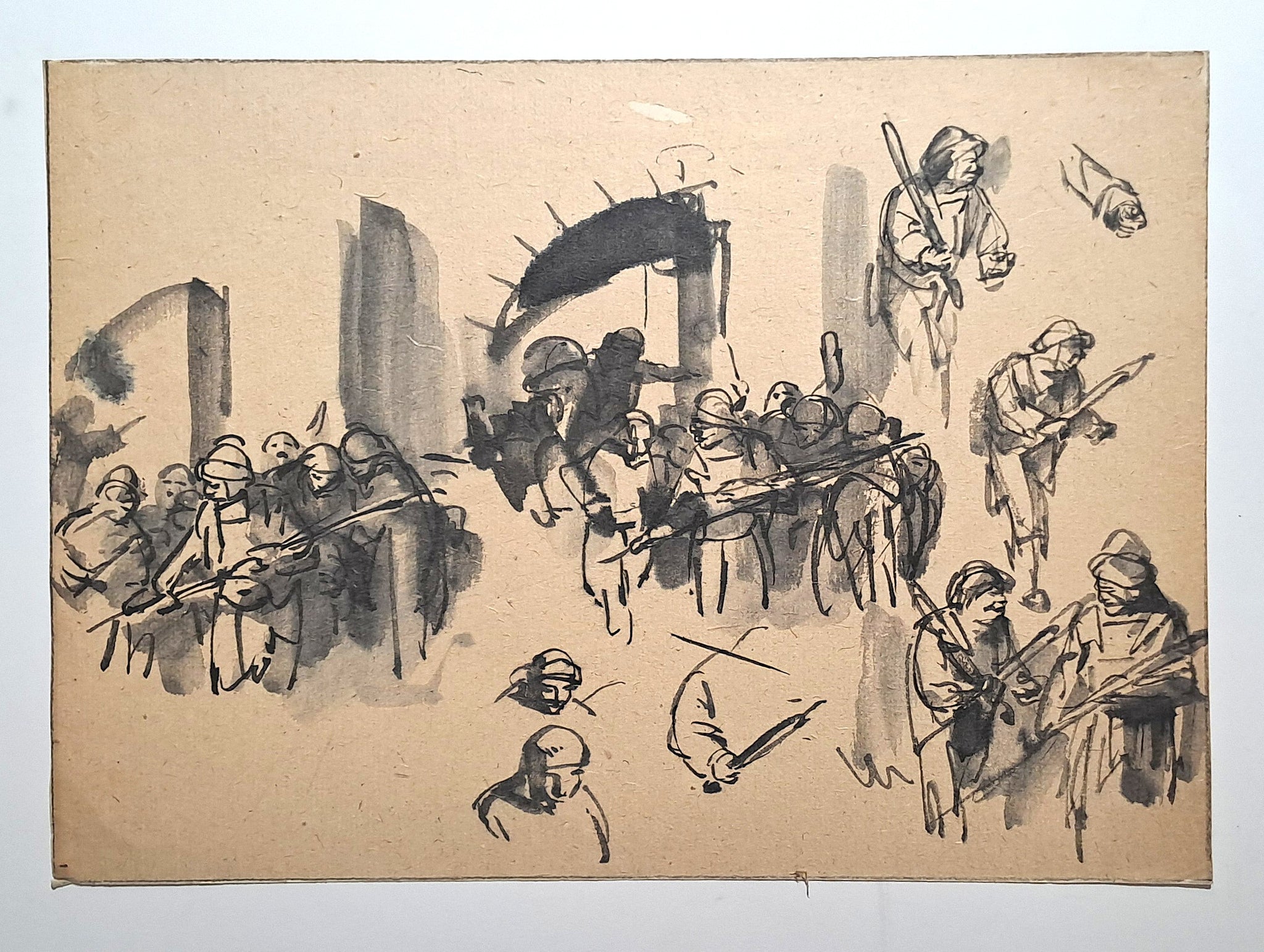 Jules CHADEL [Etudes de soldats sur le Chemin de Croix]. Dessin original. 