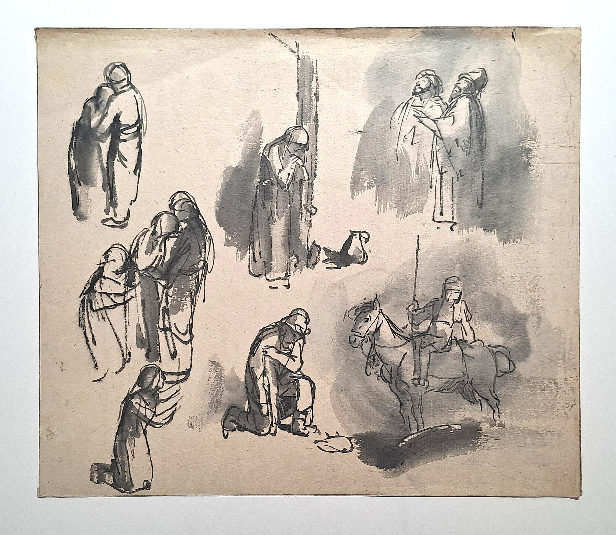 Jules CHADEL [Etudes de personnages sur le Chemin de Croix]. Dessin original. 