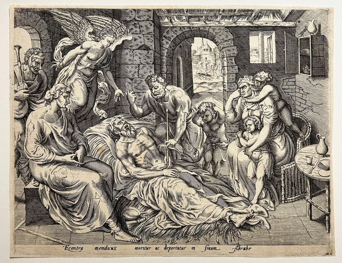 VAN GROENINGEN Gérard - La mort de Lazare. Gravure à l'eau-forte et au burin d'après Maarten van Heemskerck.