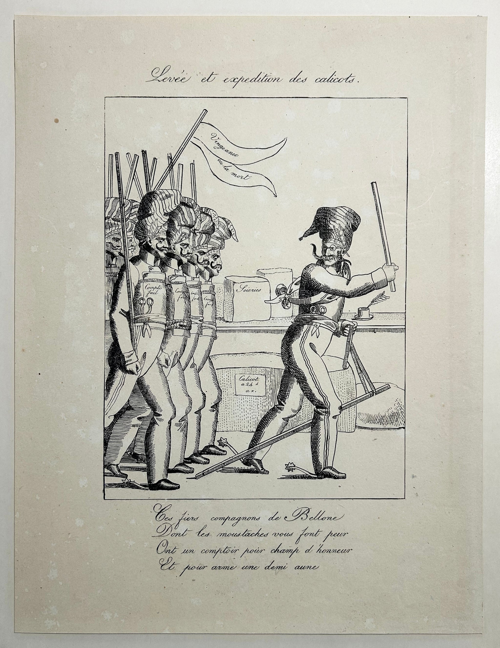 ENGELMANN Godefroy (imprimé par) - Levée et expédition des calicots. 1817. Lithographie. 