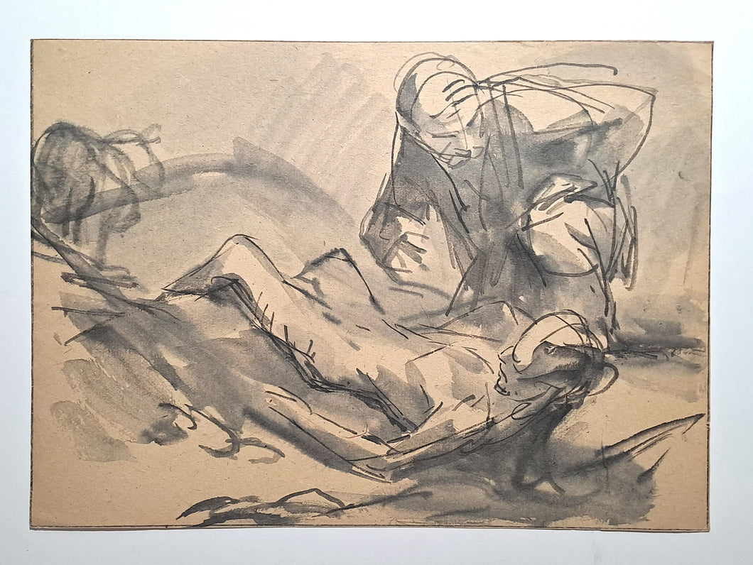 Jules CHADEL [Etude pour Le bon Samaritain]. Dessin original. 
