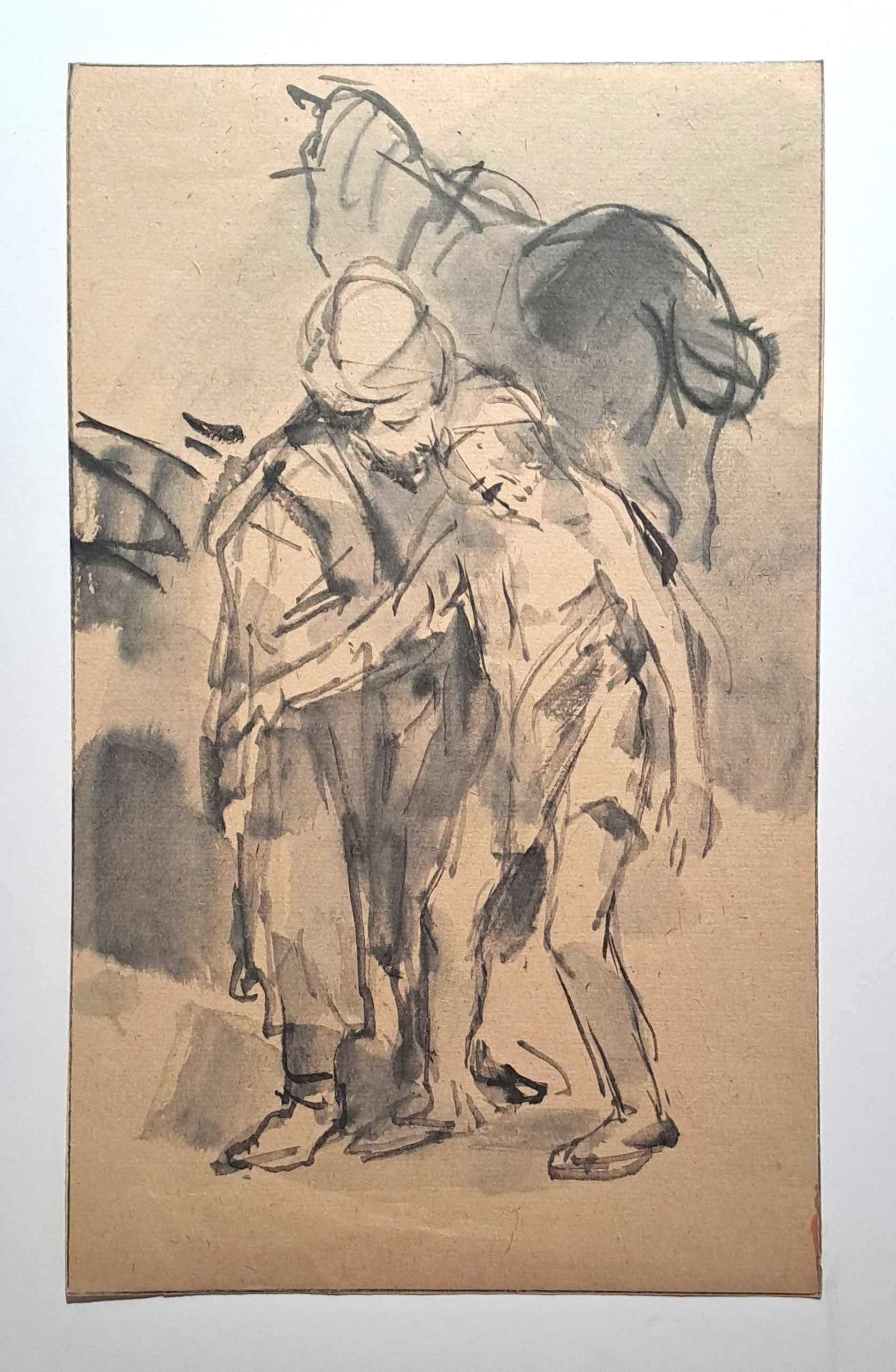 Jules CHADEL [Etude pour Le bon Samaritain et du voyageur debout]. Dessin original. 
