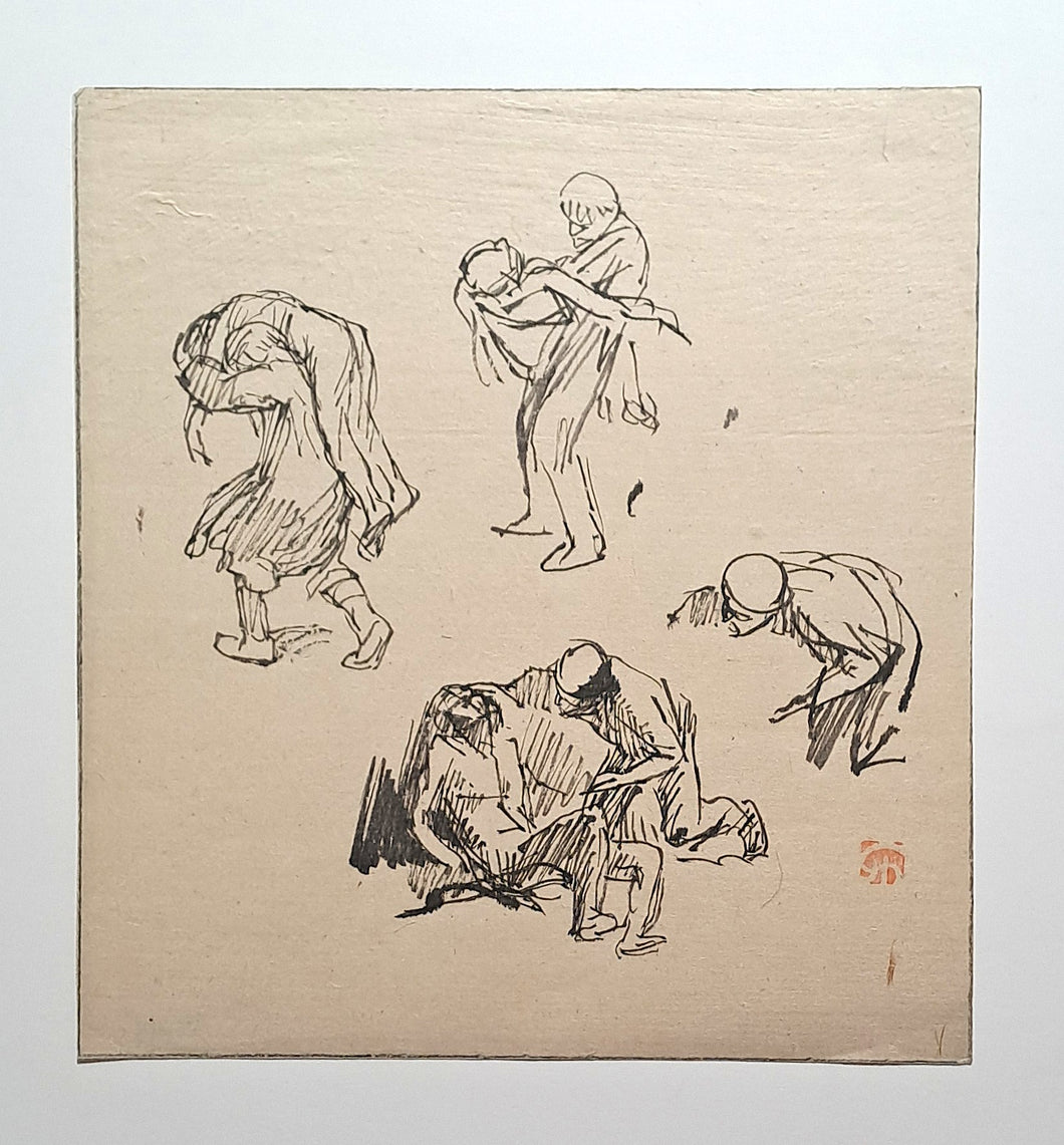 Jules CHADEL [Etudes pour Le bon Samaritain secourant le voyageur]. Dessin original. 