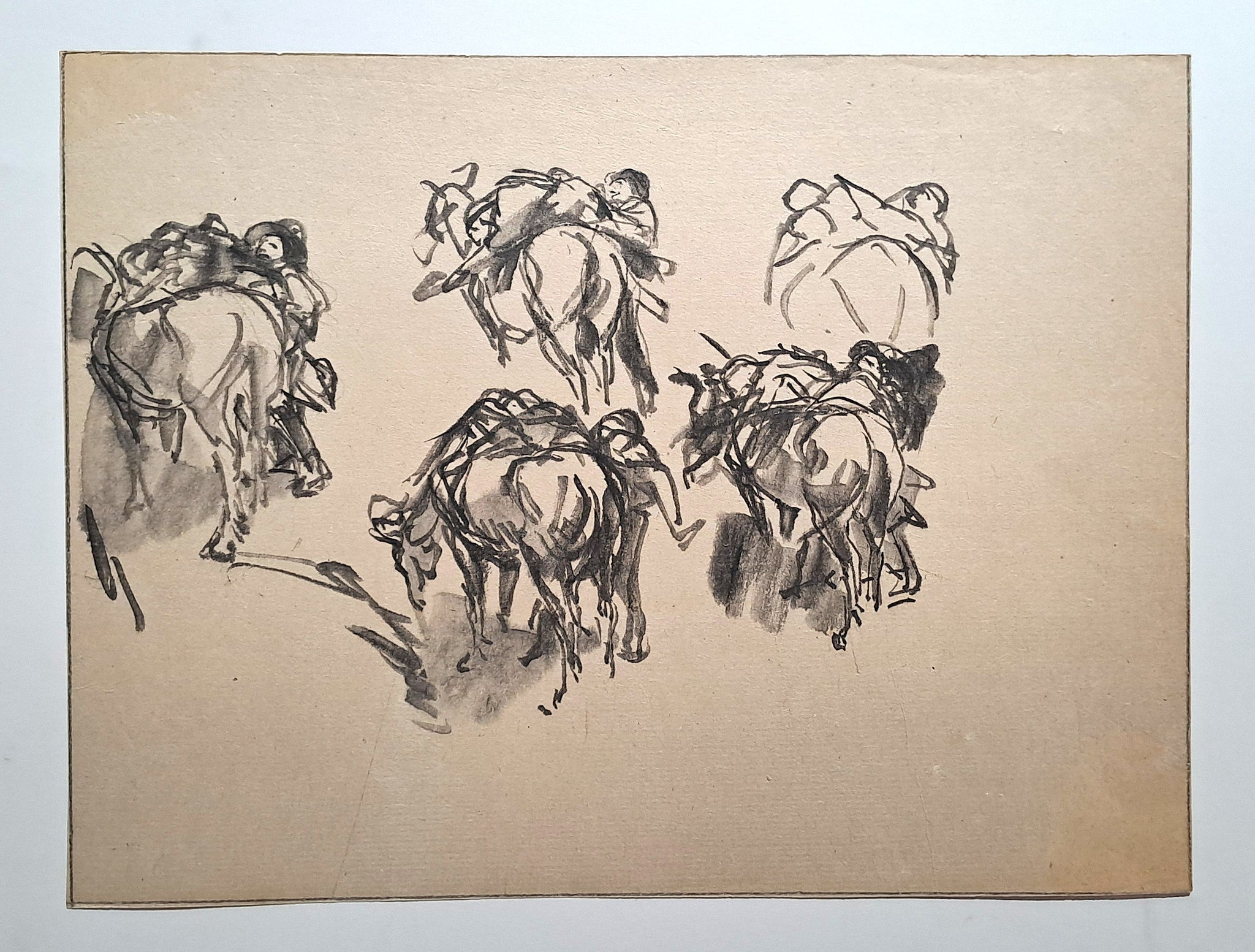 Jules CHADEL [Etudes pour la parabole du bon Samaritain]. Dessin original. 