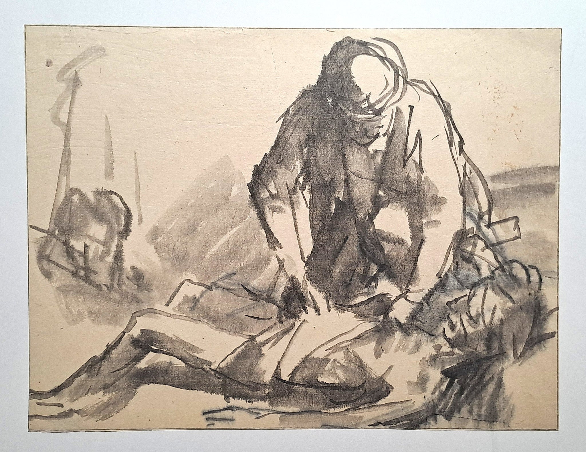 Jules CHADEL [Etude pour Le bon Samaritain]. Vers 1918. Dessin original. 