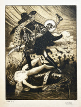 Charger l&#39;image dans la galerie, VELLAY M. - L&#39;Allemagne au-dessus de tout.  1915. Eau-forte originale. 
