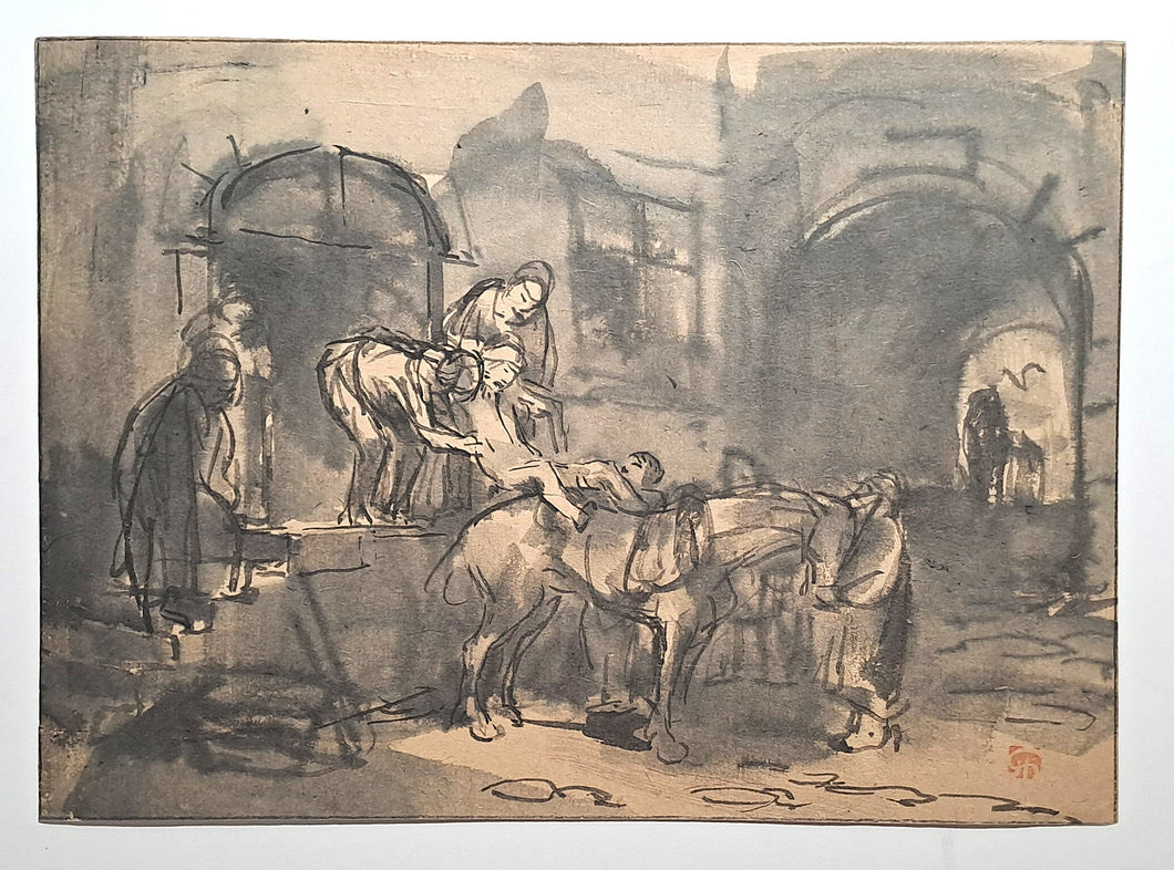 Jules CHADEL [La parabole du bon Samaritain]. Dessin original. 
