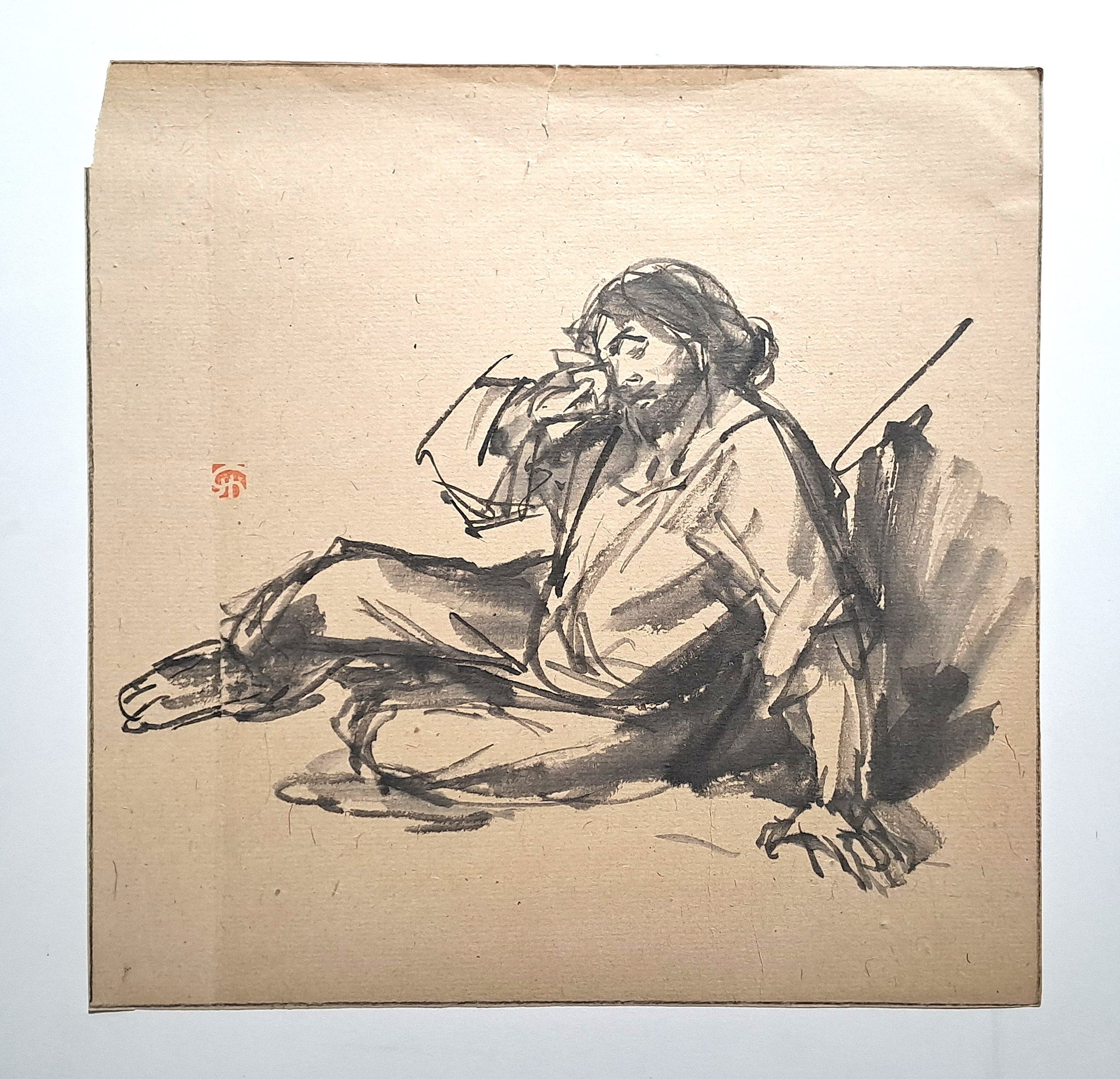 Jules CHADEL [Etude d'apôtre endormi lors de la Transfiguration]. Dessin original. 