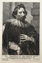 Charger l&#39;image dans la galerie, Lucas VORSTERMAN le vieux - Portrait de Deodatus Delmont (Dieudonné Van der Mont), peintre flamand baroque (1582 † 1644). Gravure à l&#39;eau-forte et au burin d&#39;après Anton Van Dyck .
