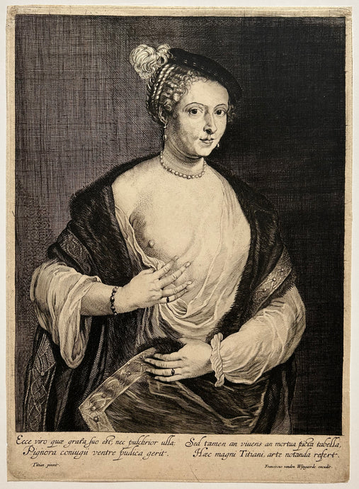 Lucas VORSTERMAN II - Courtisane vénitienne ou maîtresse du Titien. Gravure à l'eau-forte et au burin d'après Le Titien 