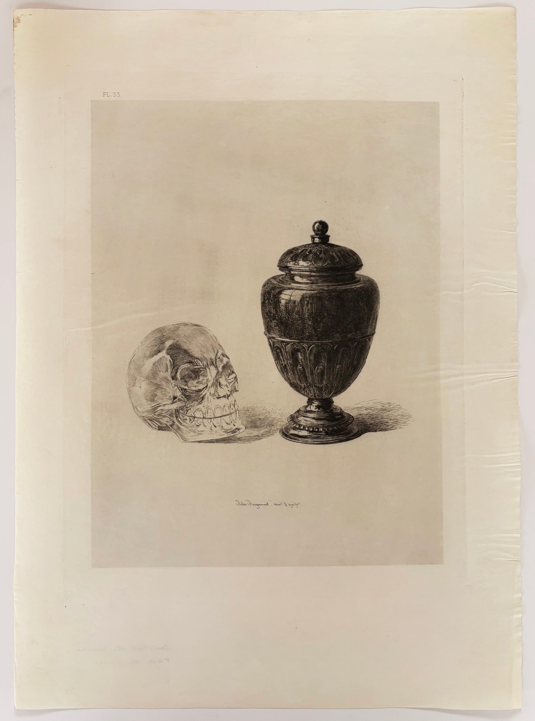 Cristal de roche et vase de jade (tête de mort).  1868.