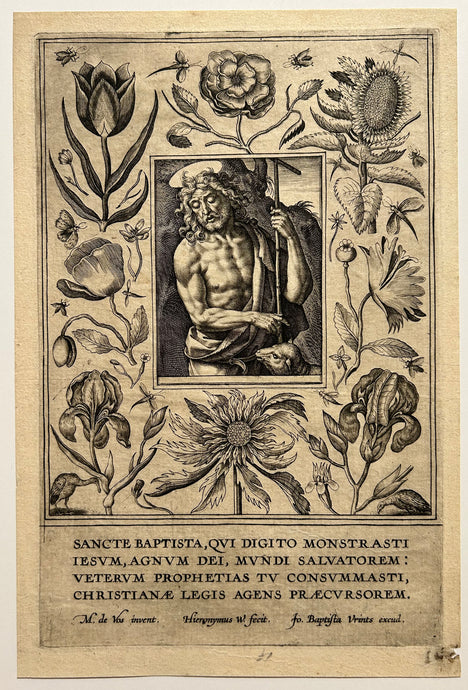 Hieronymus WIERIX - Saint Jean-Baptiste. Gravure à l'eau-forte et au burin d'après Maarten de Vos 