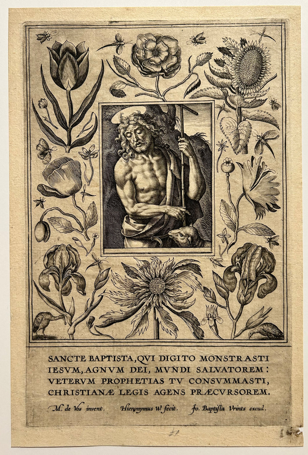 Hieronymus WIERIX - Saint Jean-Baptiste. Gravure à l'eau-forte et au burin d'après Maarten de Vos 