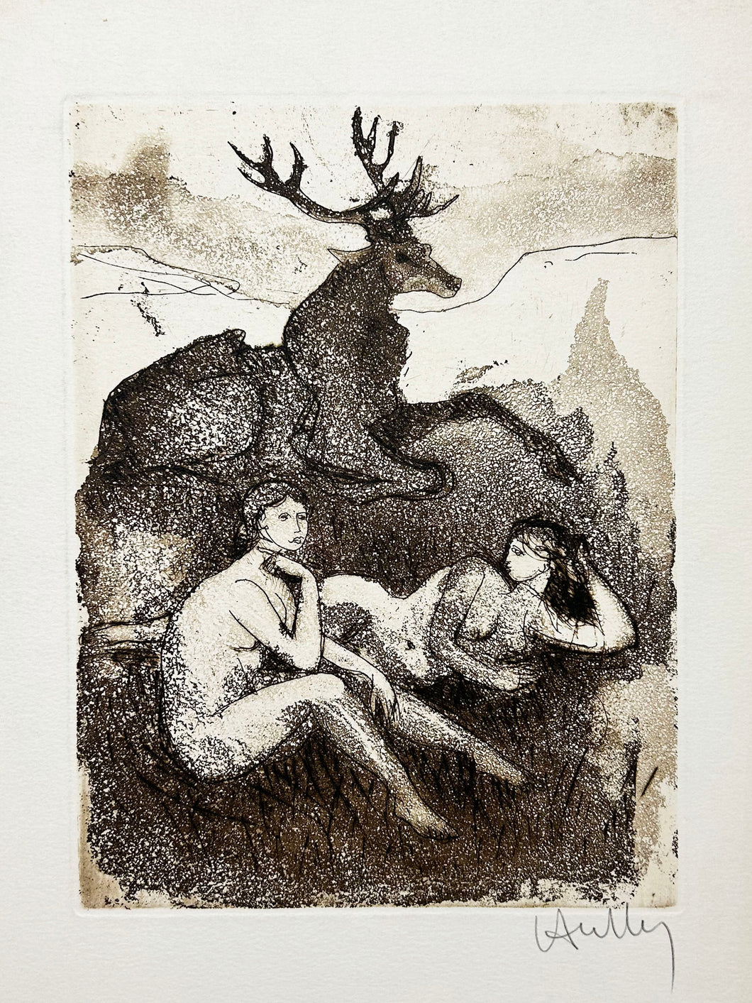 [Deux nus féminins avec un cerf].