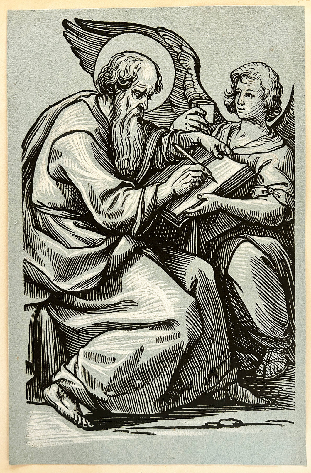 Saint Mathieu l'Evangéliste (série des Camaïeux bleus).  c.1625.
