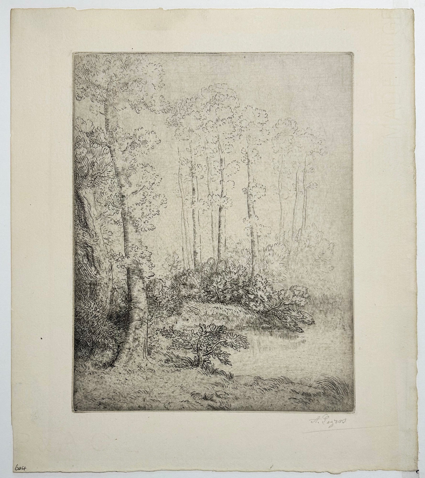 Alphonse LEGROS - Au bord de l'eau. Eau-forte originale, signée. 