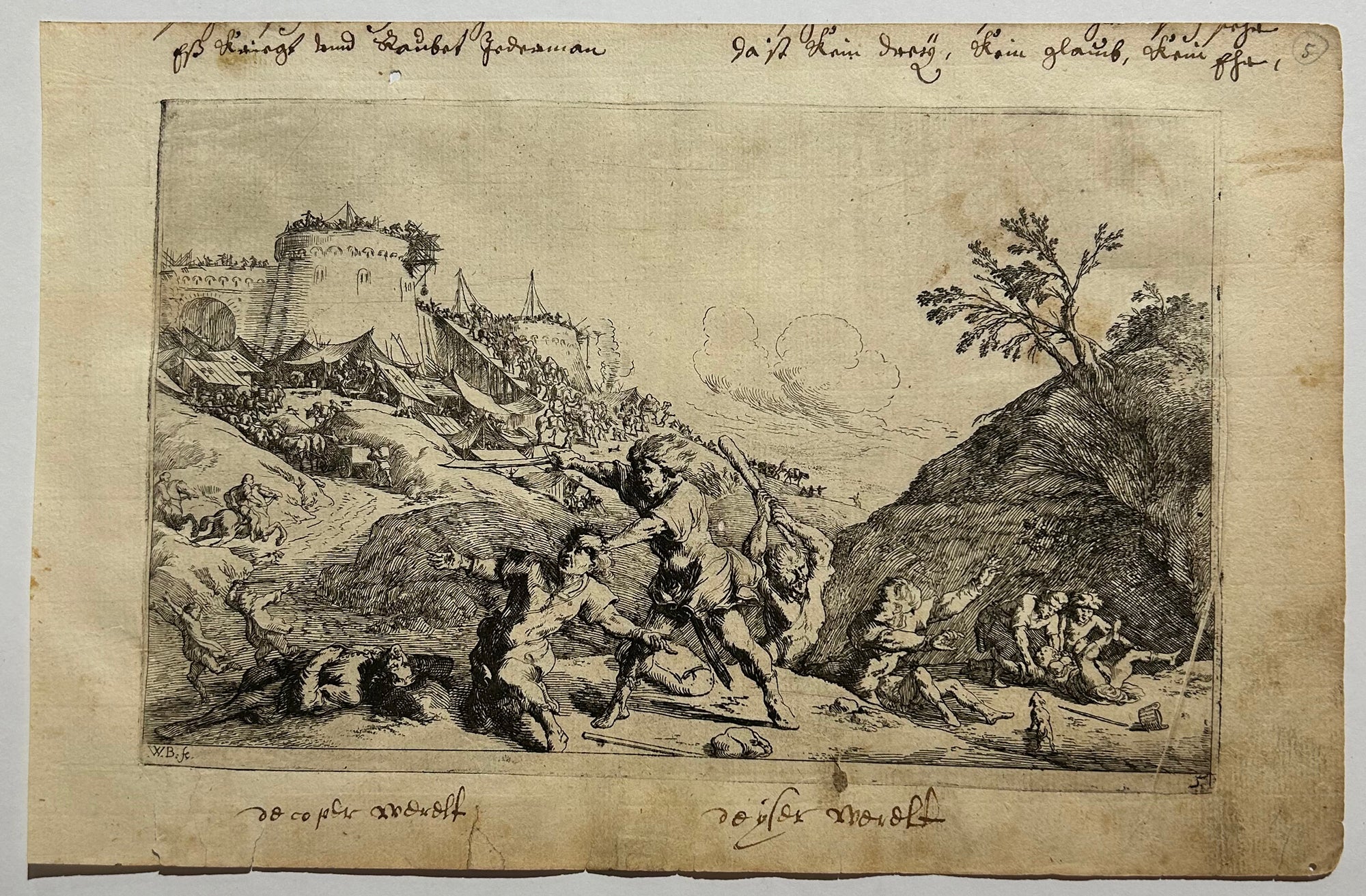 J.W. BAUR - L'âge du bronze et du fer.  1641. Eau-forte.