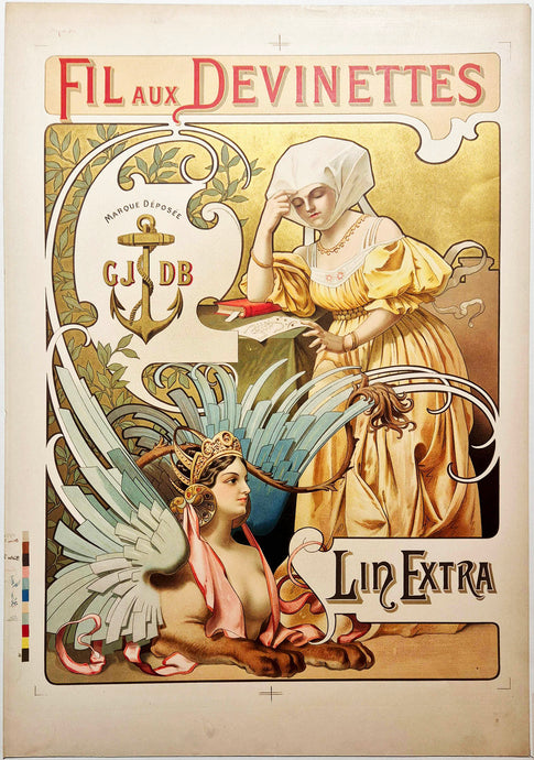 ANONYME - Affiche pour le Fil aux Devinettes. c.1900. Chromolithographie. 
