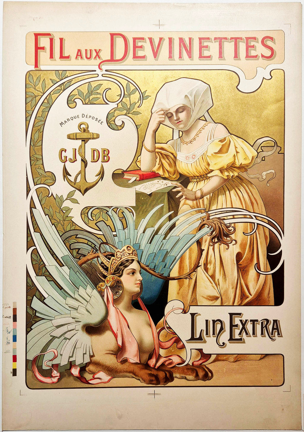 ANONYME - Affiche pour le Fil aux Devinettes. c.1900. Chromolithographie. 