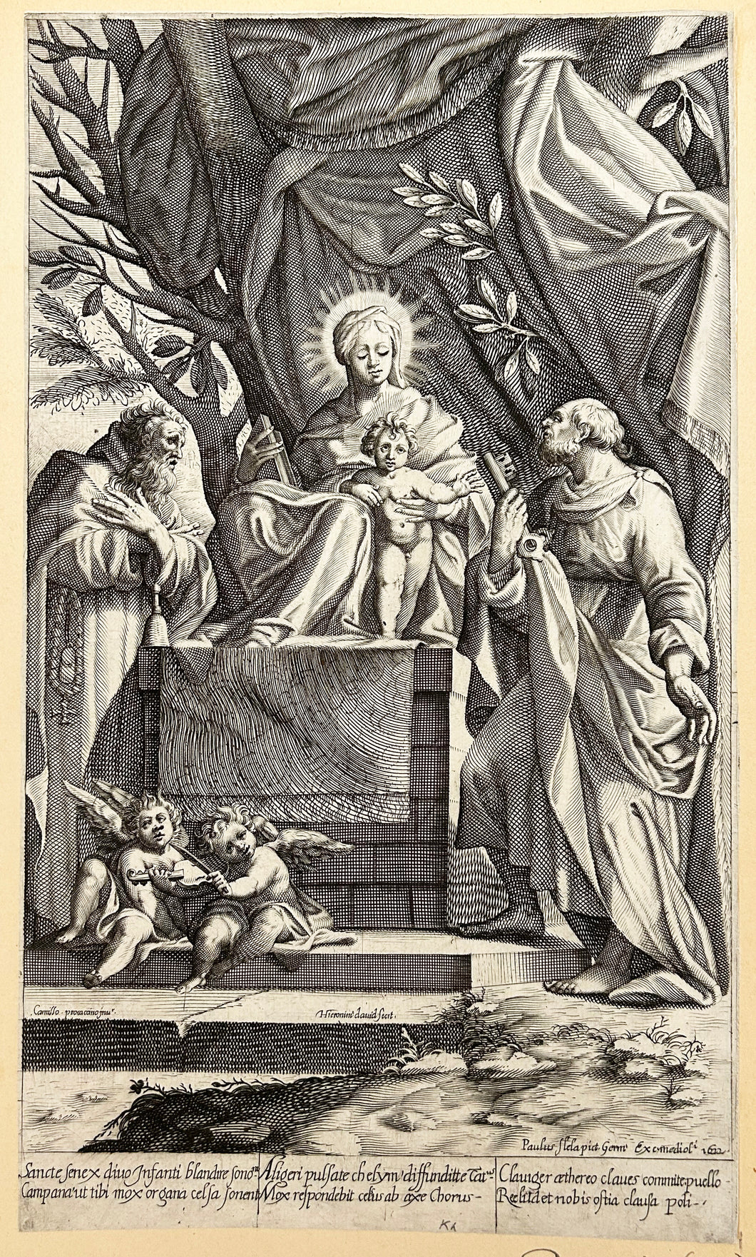 La Vierge et l'Enfant entre deux Saints, dont Saint Pierre.  1622.