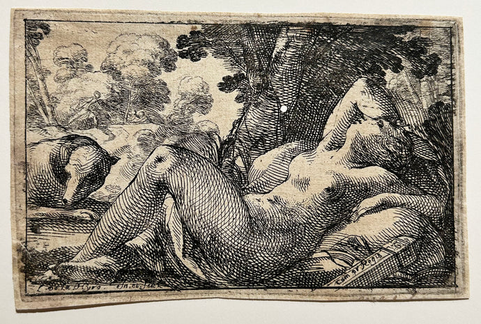 Laurent de LA HYRE - Diane au repos. Eau-forte originale. 