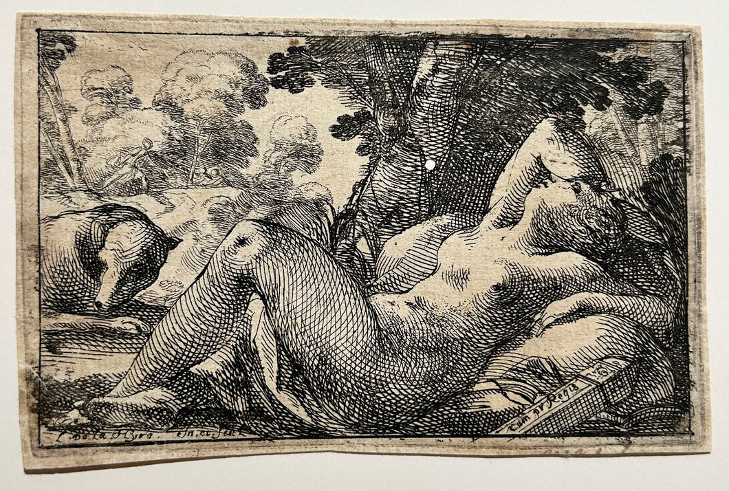 Laurent de LA HYRE - Diane au repos. Eau-forte originale. 
