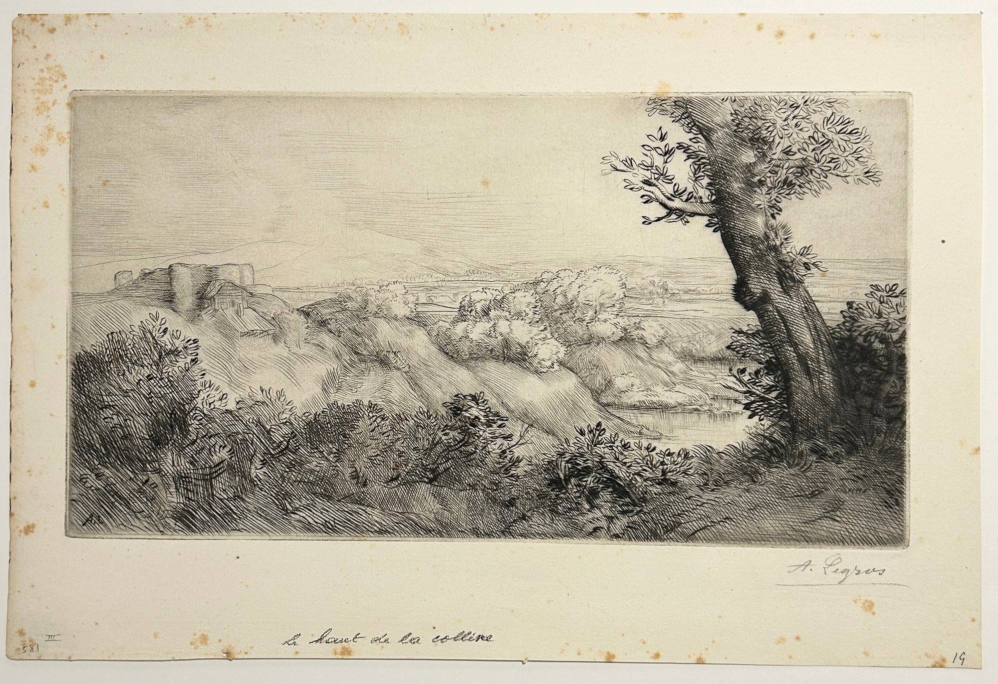 Alphonse LEGROS - Le haut de la colline. Eau-forte originale, signée. 