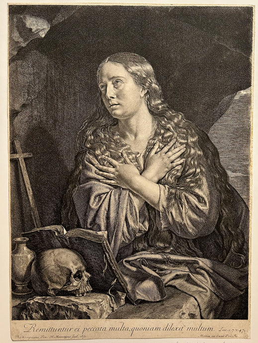 Nicolas de PLATTEMONTAGNE - La Madeleine pénitente. 1651. Gravure d'après Champaigne. 