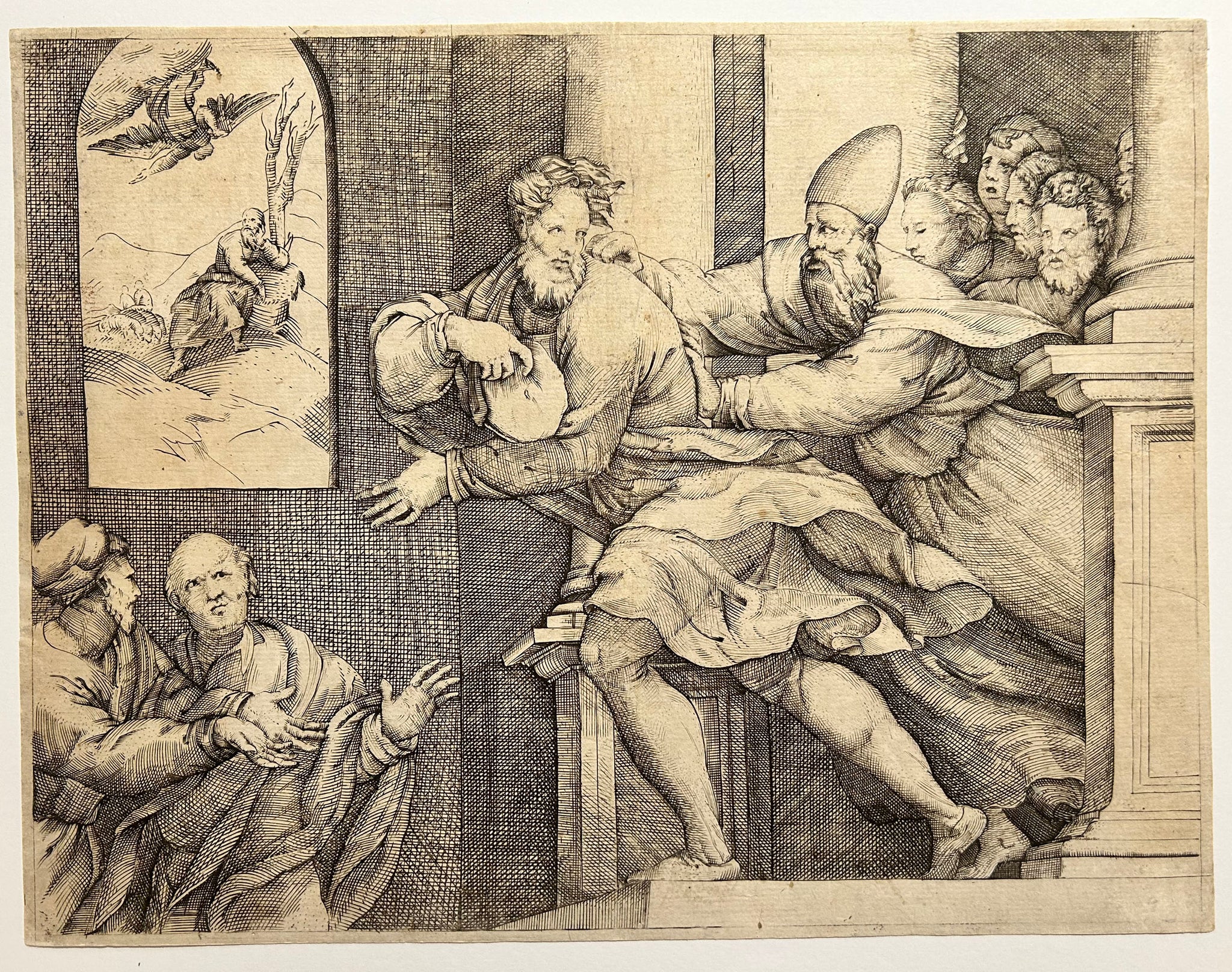 D'après LE PORDENON - Joachim chassé du temple. Gravure.