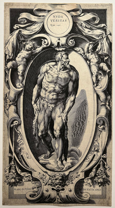 D'après Cherubino ALBERTI - Saint Jean-Baptiste. Nuda Veritas.  1591. Gravé par un anonyme. 