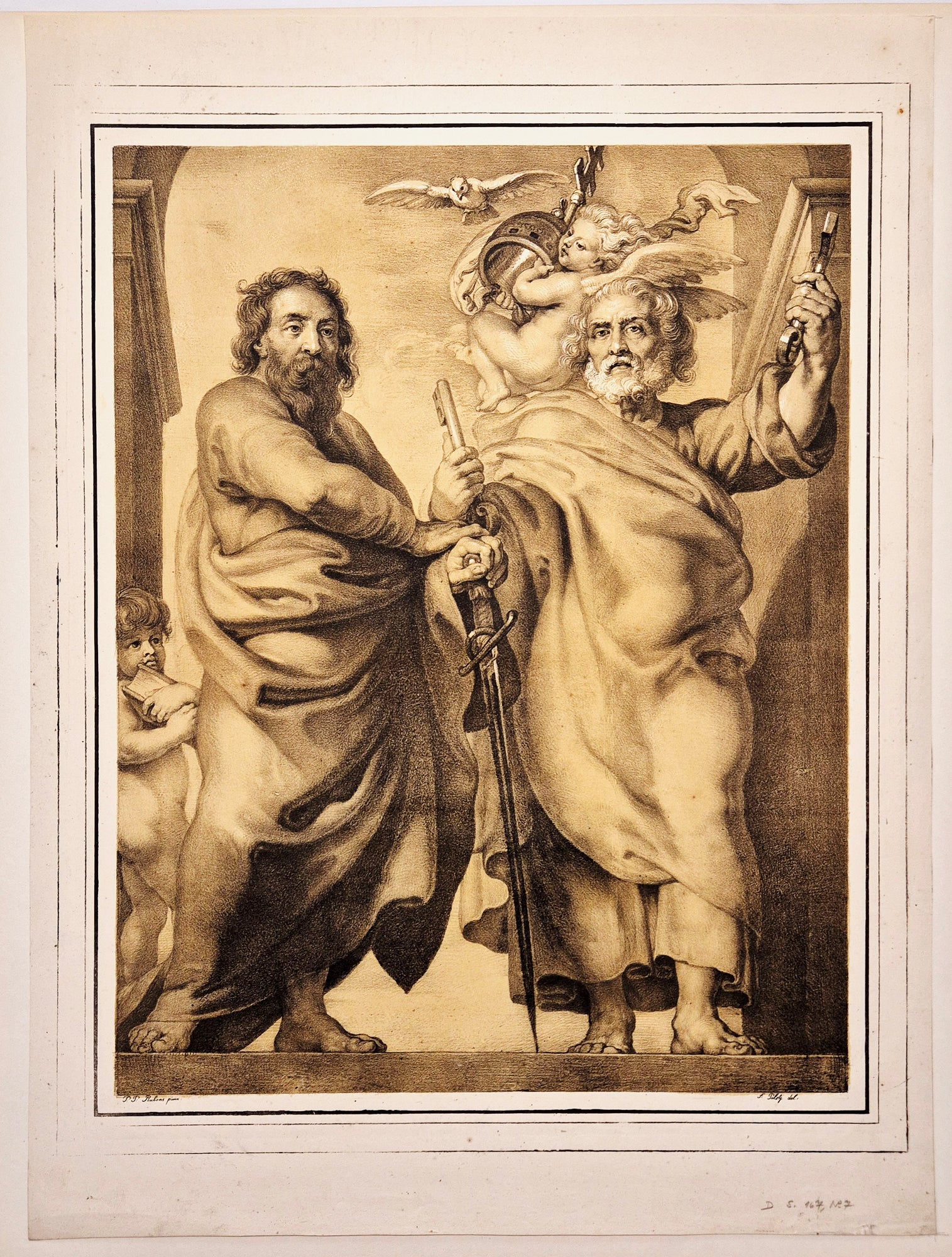 Ferdinand PILOTY - Saint Pierre et Saint Paul. c.1817. Lithographie d'après la peinture de Pierre Paul Rubens 