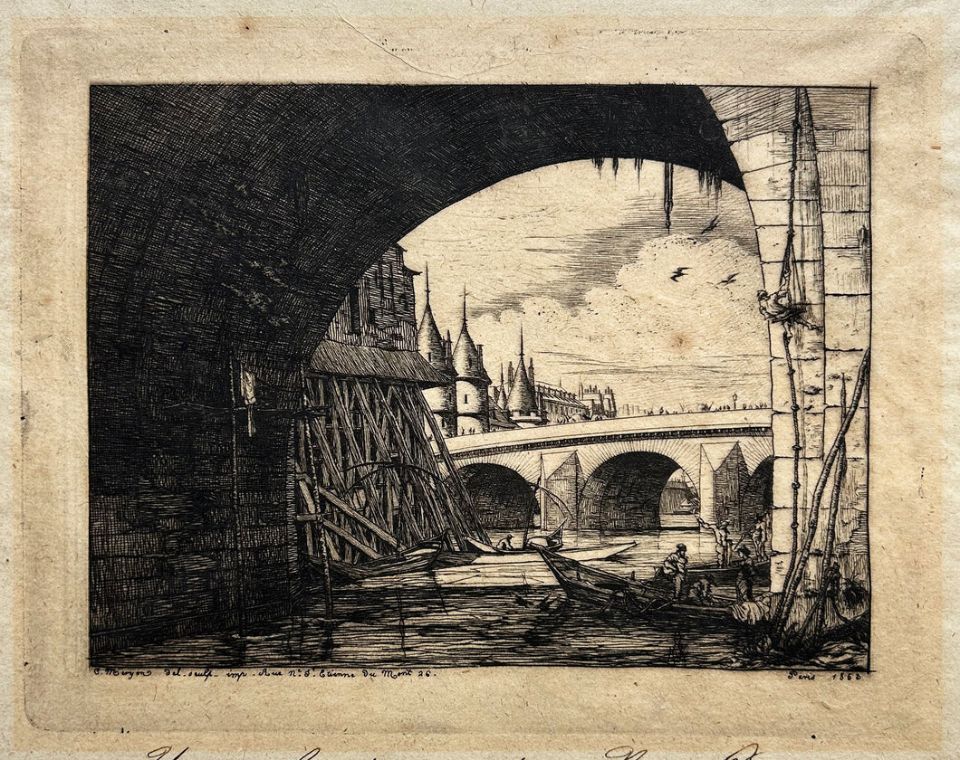 L'arche du Pont Notre-Dame. 1853.