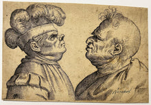 Charger l'image dans la galerie, D'après Léonardo Da Vinci - Deux visages d'homme déformés.  Eau-forte et burin. 
