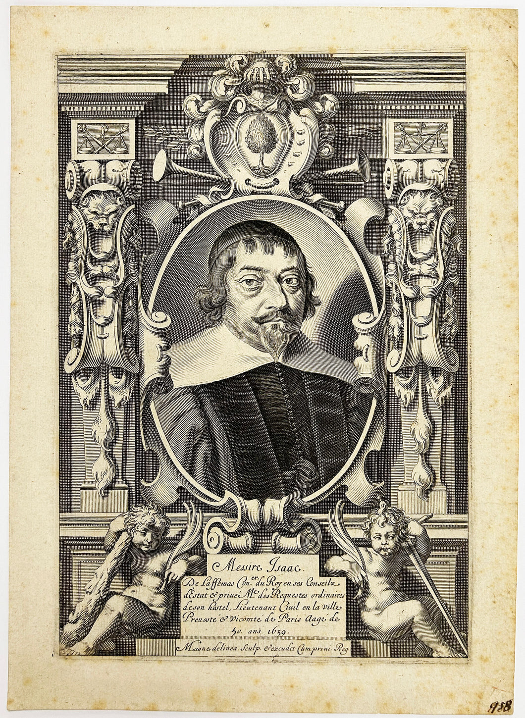 Portrait d'Isaac de Laffemas (c.1587†1657, poète et auteur dramatique français). 1639.