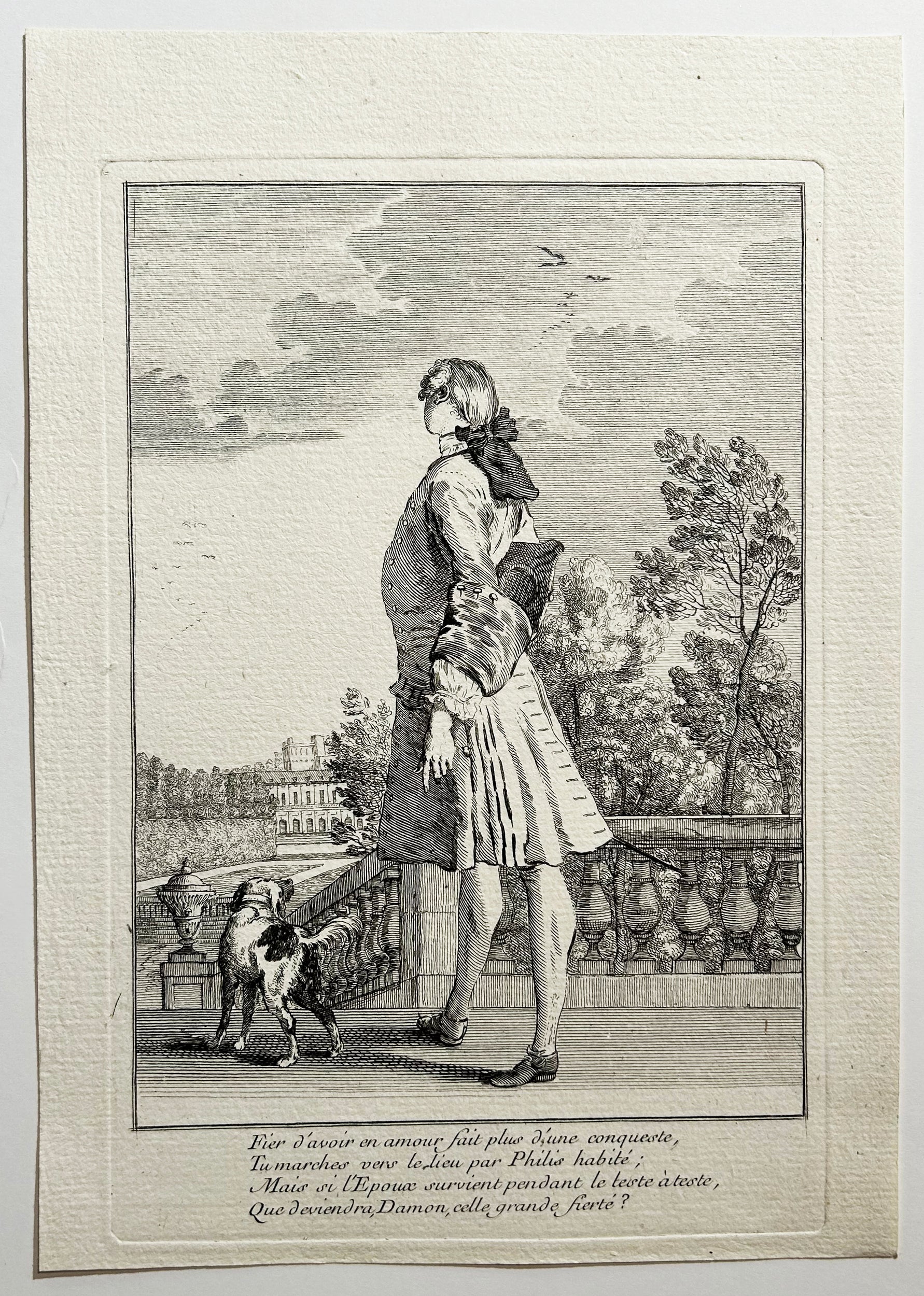 Anonyme français 18ème - Fier d'avoir en amour fait plus d'une conquête. Gravure à l'eau-forte et au burin. 