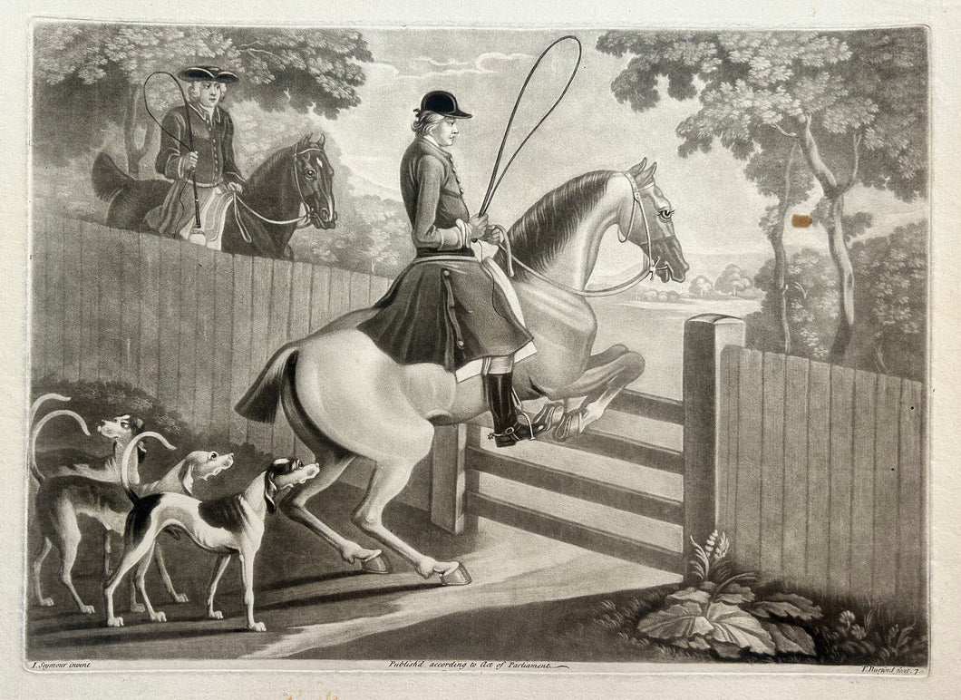 Thomas BURFORD - [Saut debout devant une barrière]. c.1752. Manière noire d'après James Seymour (Londres 1702 † 1752). 